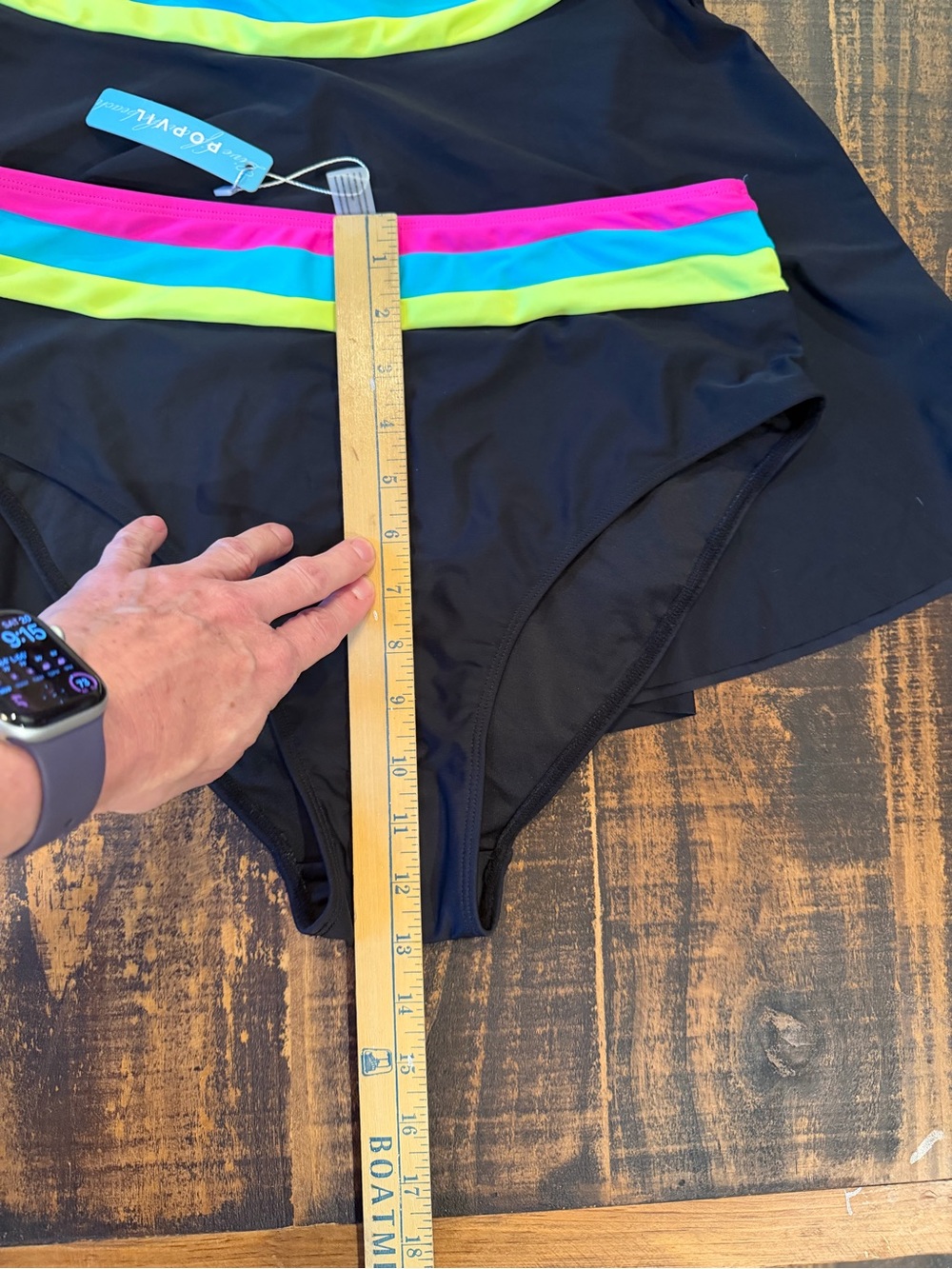 Bikini with matching skirt with Neon Stripe Accents - Picture 5 of 6